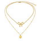 Bow & Heart Layered Necklace