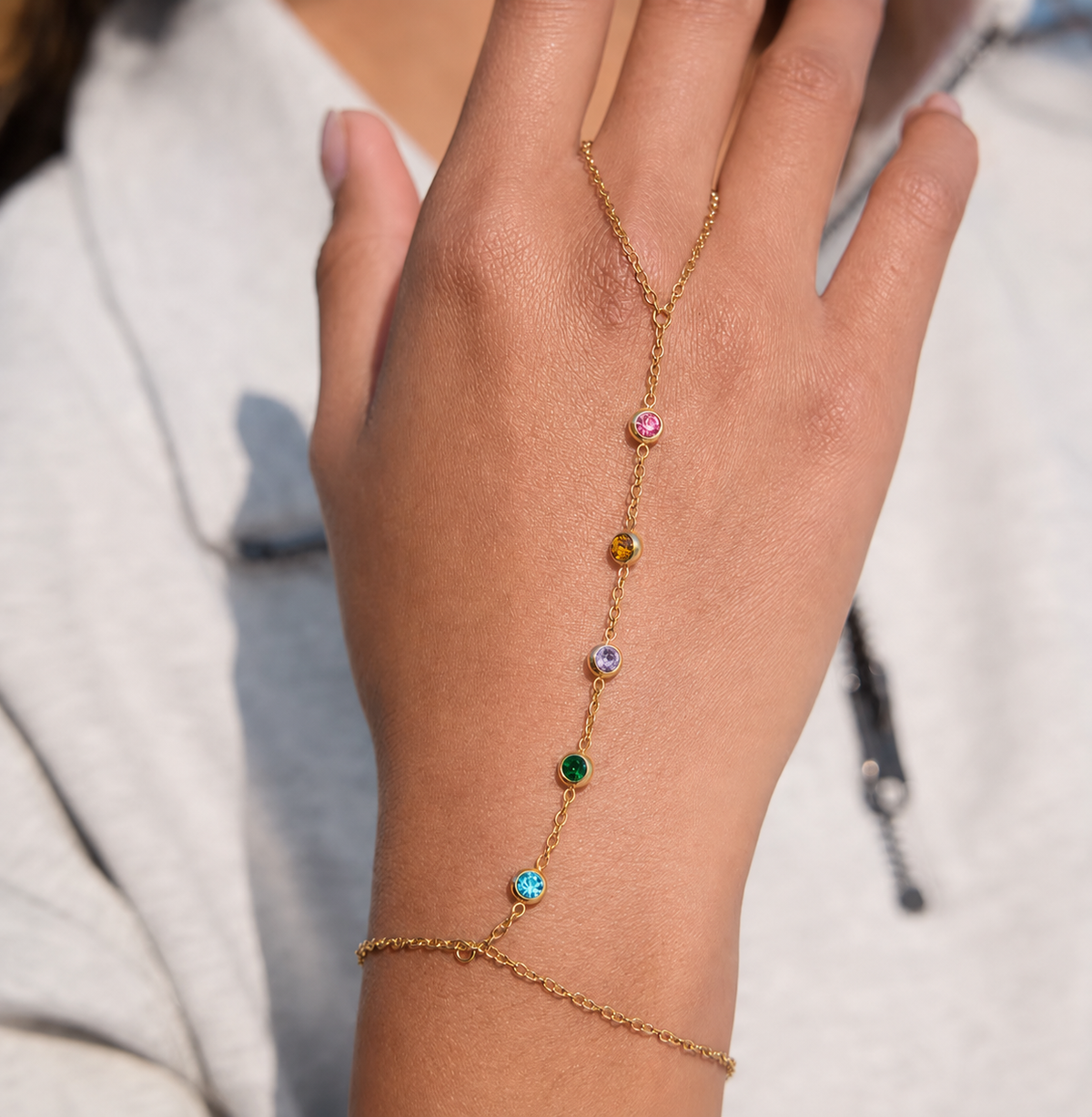 Color Stone Hand Chain