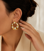 White Stone Stud Earrings