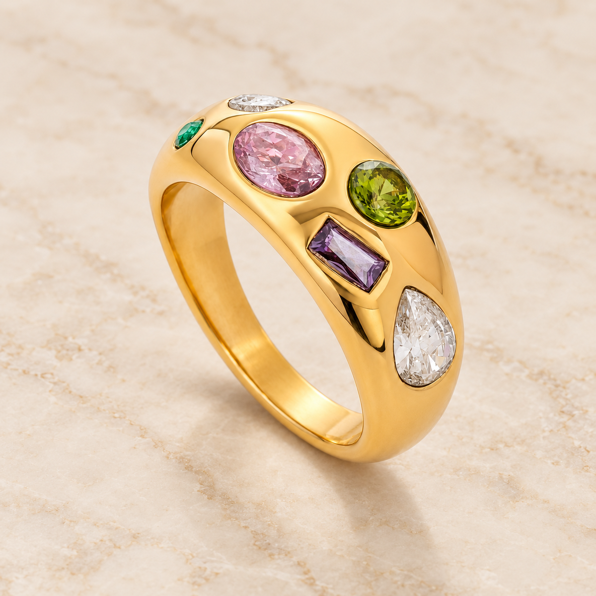 Multi-Color Stone Ring