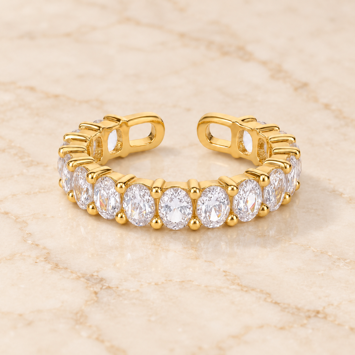 Oval Crystal Ring