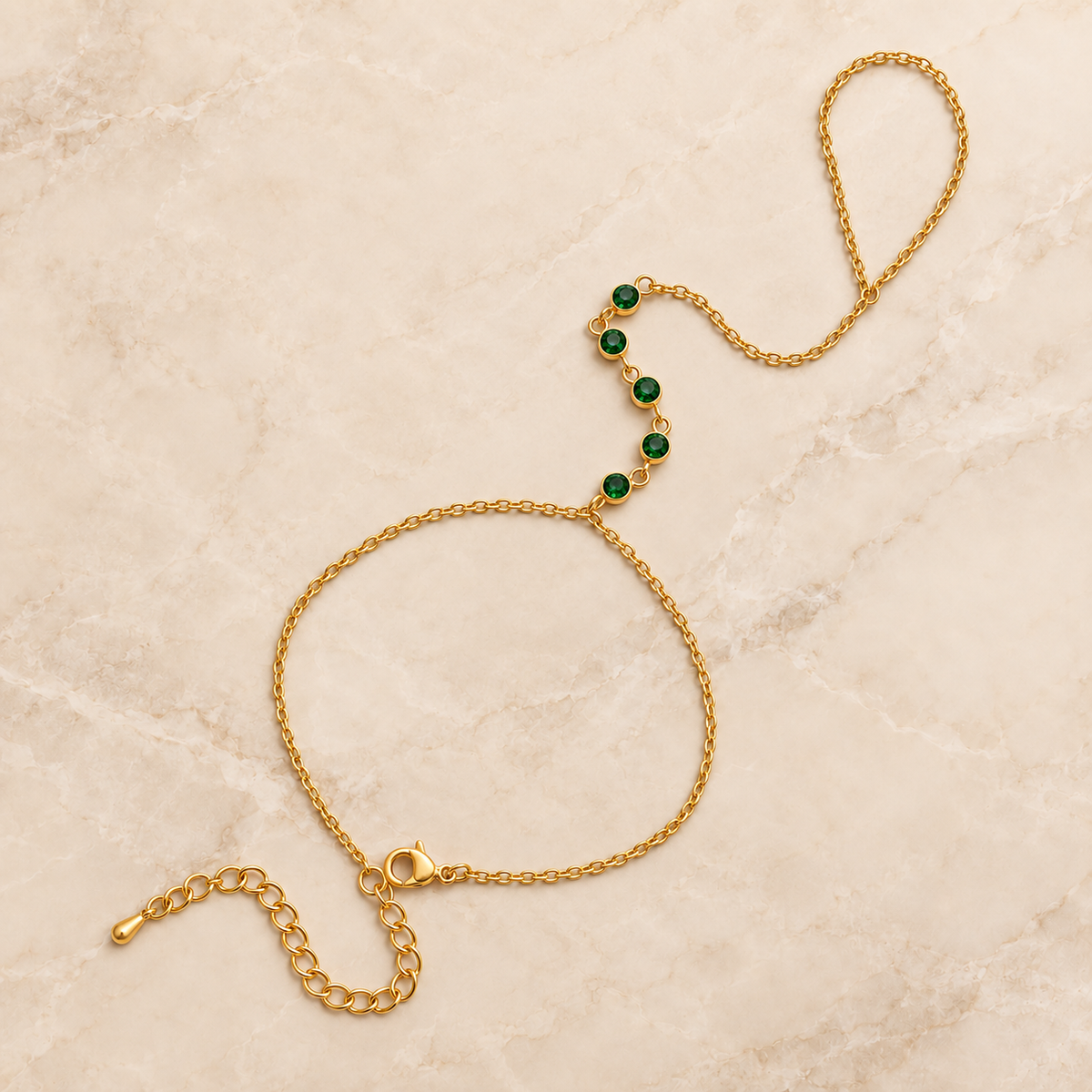 Green Stone Hand Chain