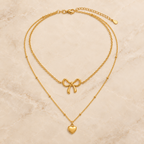 Bow & Heart Layered Necklace