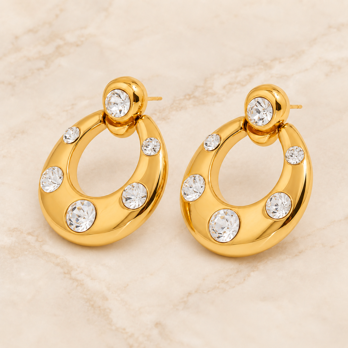 White Stone Stud Earrings