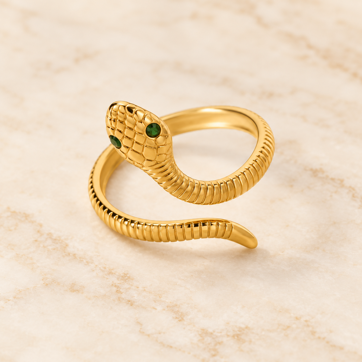 Green Eye Snake Ring